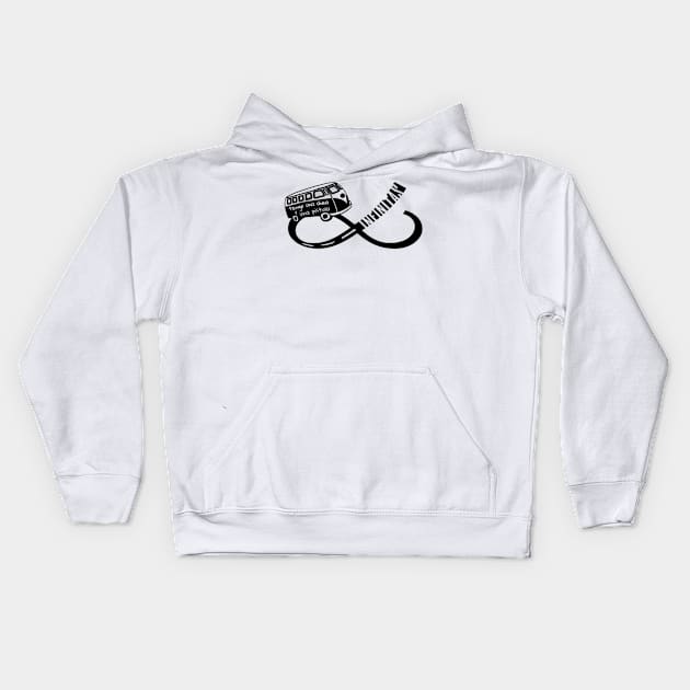 infinite roads woman suspenders Kids Hoodie by insightfair